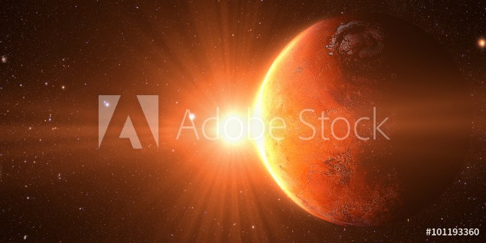 Picture of The Mars sunrise shot from space showing all they beauty Extremely detailed image